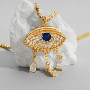 Free People- 14K Gold Eye 👁️ Necklace